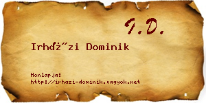 Irházi Dominik névjegykártya